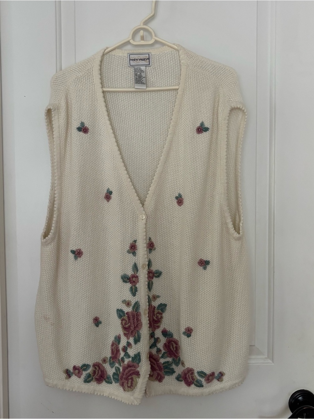 Napa Valley vintage sweater vest XL floral granny cottagecore 80s 90s